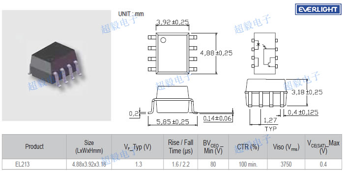 亿光光耦EL213尺寸